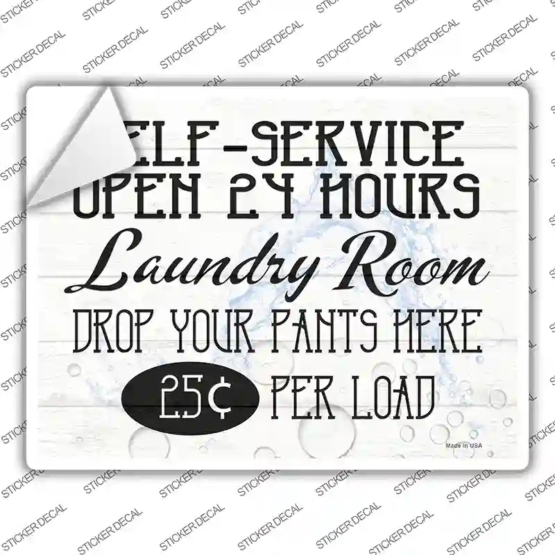 P-3393s-L Self Service Laundry Room Novelty Rectangle Sticker Decal - Large