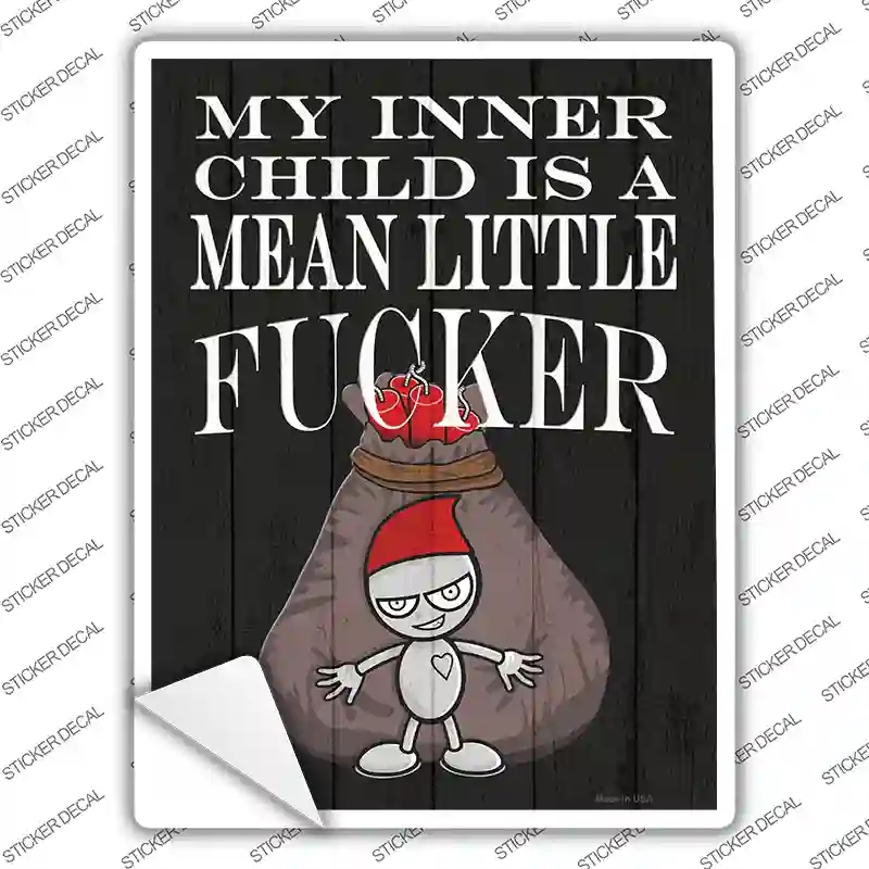 P-3407s-XL Mean Little F-cker Novelty Rectangle Sticker Decal - Extra Large