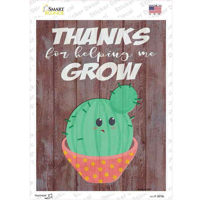 P-3818s-M Helping Grow Yellow Dots Cactus Novelty Rectangle Sticker Decal - Medium
