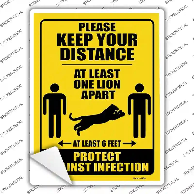 P-3416s-L One Lion Apart Novelty Rectangle Sticker Decal - Large