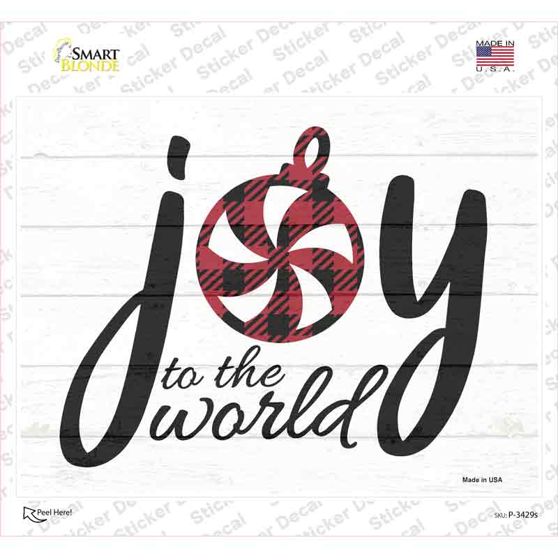 P-3429s-M Joy to the World White Novelty Rectangle Sticker Decal - Medium
