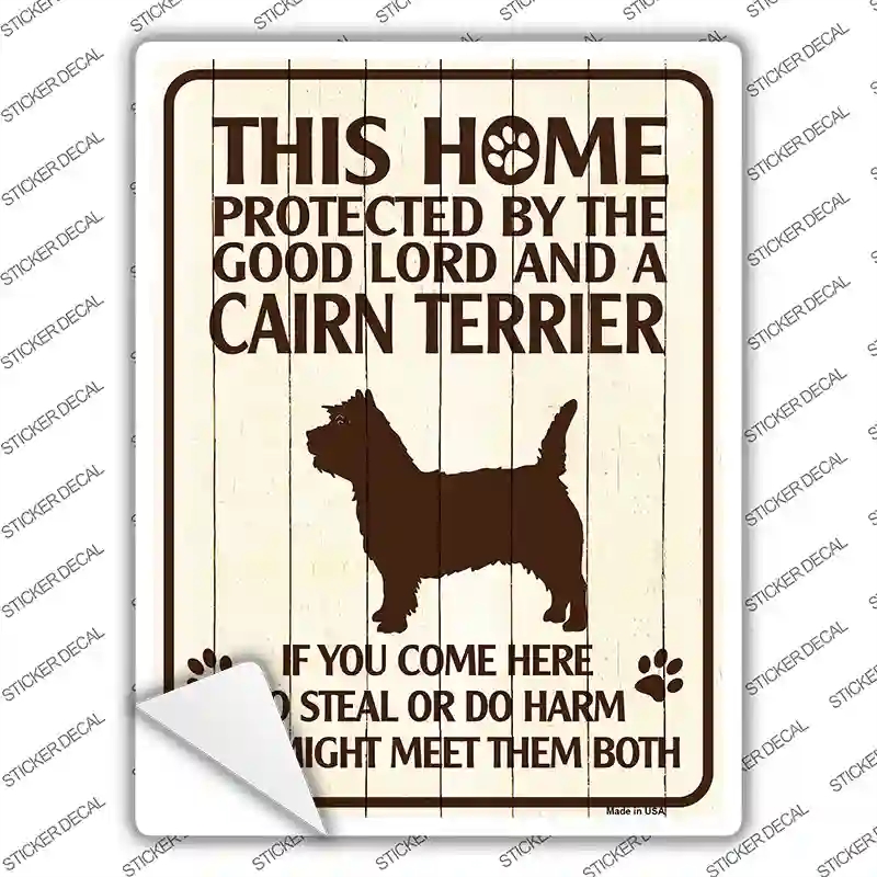 P-1672s-S Protected by A Cairn Terrier Novelty Rectangle Sticker Decal - Small
