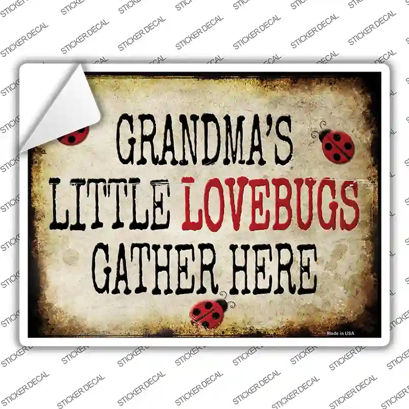 P-1755s-S Grandmas Little Lovebugs Novelty Rectangle Sticker Decal - Small