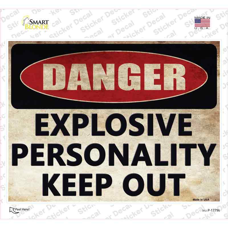P-1779s-M Explosive Personality Novelty Rectangle Sticker Decal - Medium