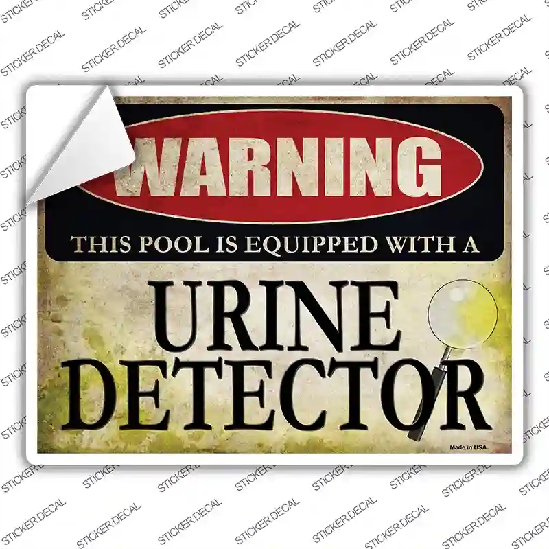 P-1780s-XL Pool Equipped Urine Detector Novelty Rectangle Sticker Decal - Extra Large
