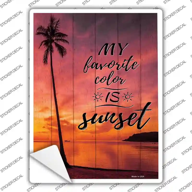 P-3613s-L My Favorite Color is Sunset Novelty Rectangle Sticker Decal - Large
