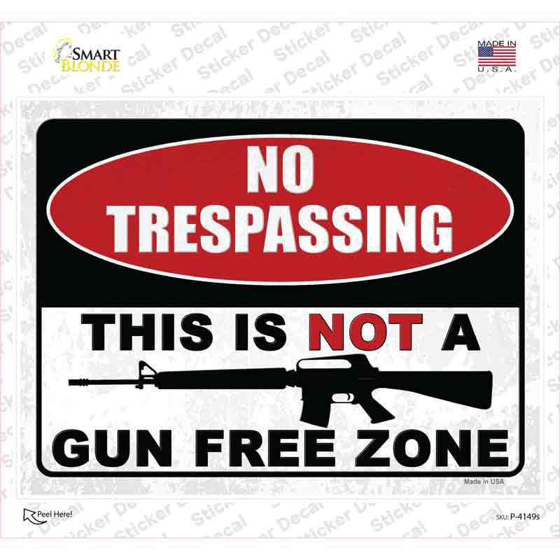 P-4149s-M No Trespassing Gun Zone Novelty Rectangular Sticker Decal - Medium