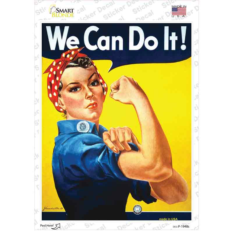 P-1948s-M We Can Do It Vintage Poster Novelty Rectangle Sticker Decal - Medium
