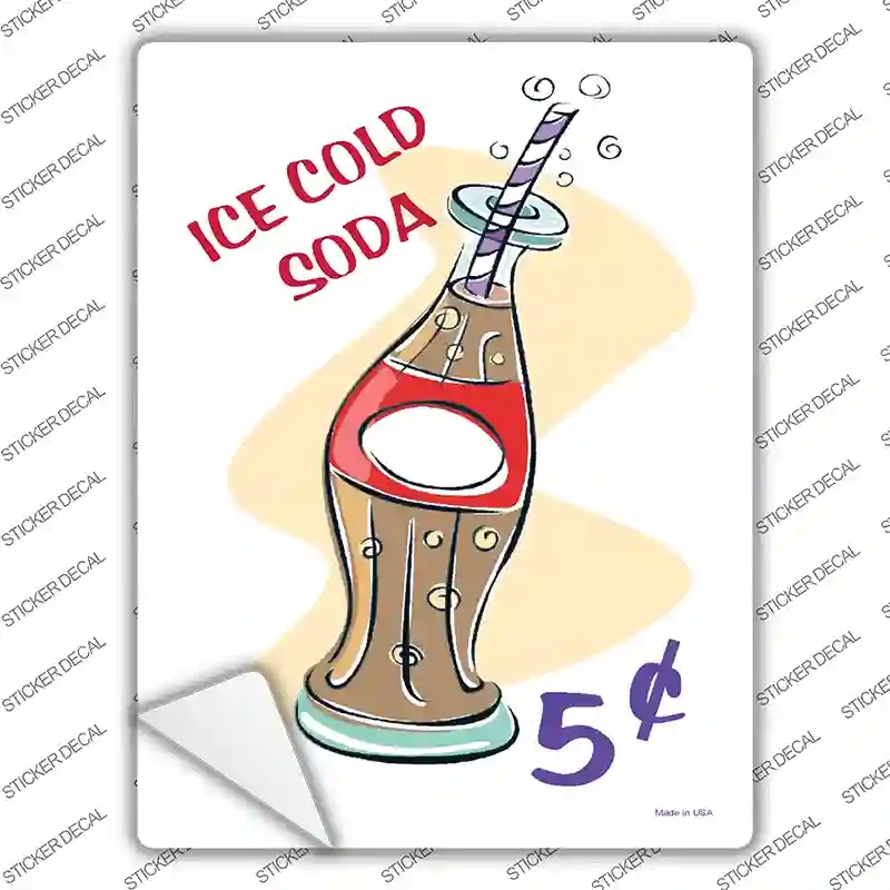 P-2007s-S Ice Cold Soda Novelty Rectangle Sticker Decal - Small