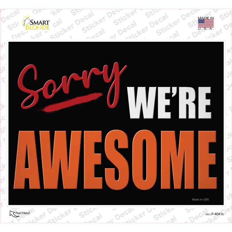 P-4041s-M Sorry We Are Awesome Novelty Rectangle Sticker Decal - Medium