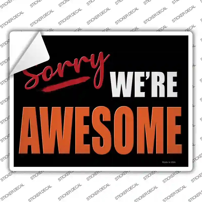 P-4041s-S Sorry We Are Awesome Novelty Rectangle Sticker Decal - Small