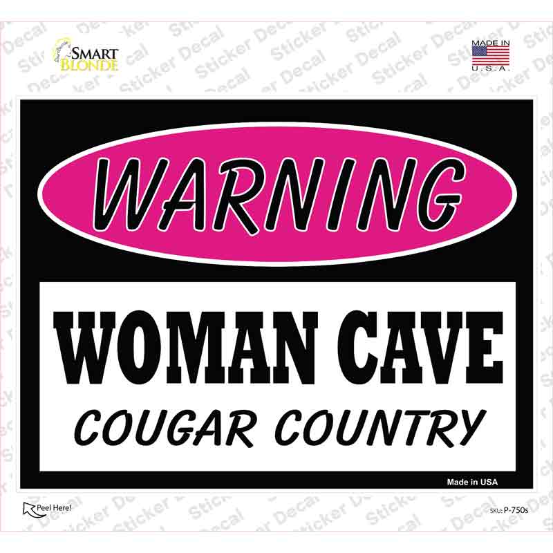 P-750s-M Woman Cave Cougar Country Novelty Rectangle Sticker Decal - Medium