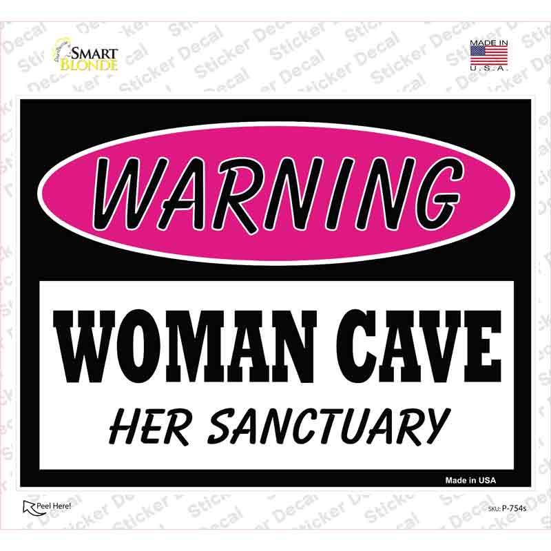P-754s-M Woman Cave Her Sanctuary Novelty Rectangle Sticker Decal - Medium