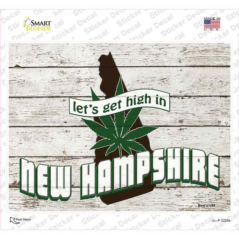 P-3226s-M Get High in   Hampshire Novelty Rectangle Sticker Decal - Medium