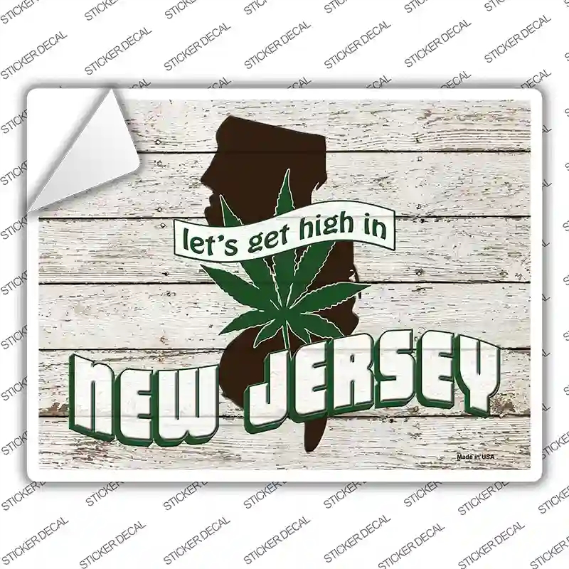 P-3227s-XL Get High in   Jersey Novelty Rectangle Sticker Decal - Extra Large