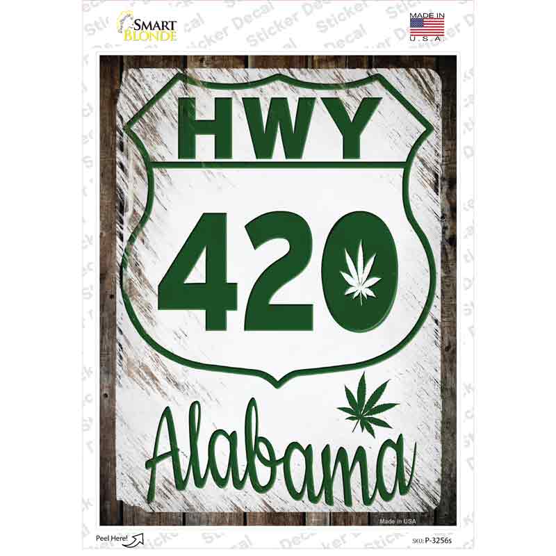 P-3256s-M HWY 420 Alabama Novelty Rectangle Sticker Decal - Medium