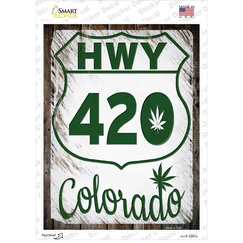 P-3261s-M HWY 420 Colorado Novelty Rectangle Sticker Decal - Medium