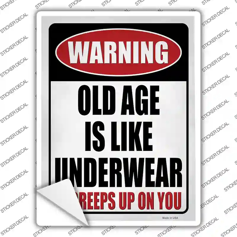 P-4103s-XL Old Age is Like Underwear Novelty Rectangle Sticker Decal - Extra Large