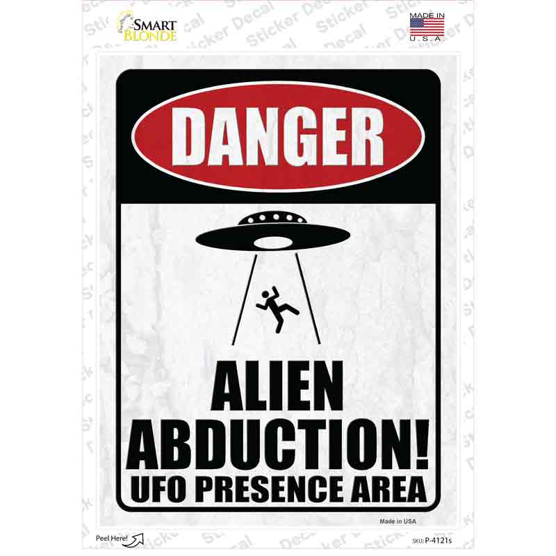 P-4121s-M Alien Abduction Person Novelty Rectangle Sticker Decal - Medium