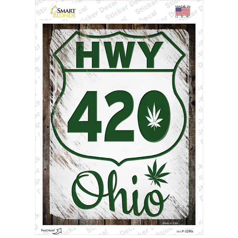 P-3290s-M HWY 420 Ohio Novelty Rectangle Sticker Decal - Medium