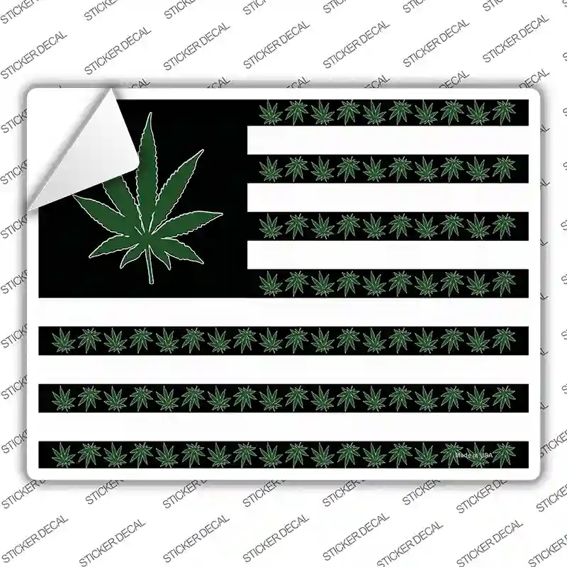 P-3315s-S American Flag Weed Novelty Rectangle Sticker Decal - Small