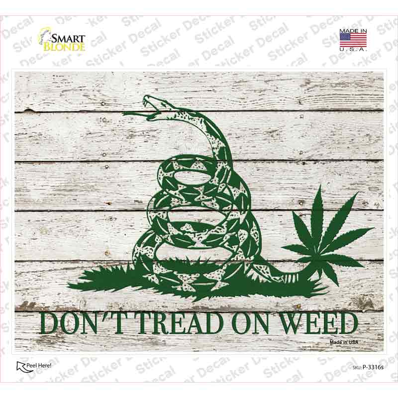 P-3316s-M Do Not Tread on Weed Novelty Rectangle Sticker Decal - Medium