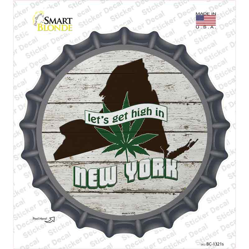 BC-1321s-M Lets Get High in   York Novelty Bottle Cap Sticker Decal - Medium