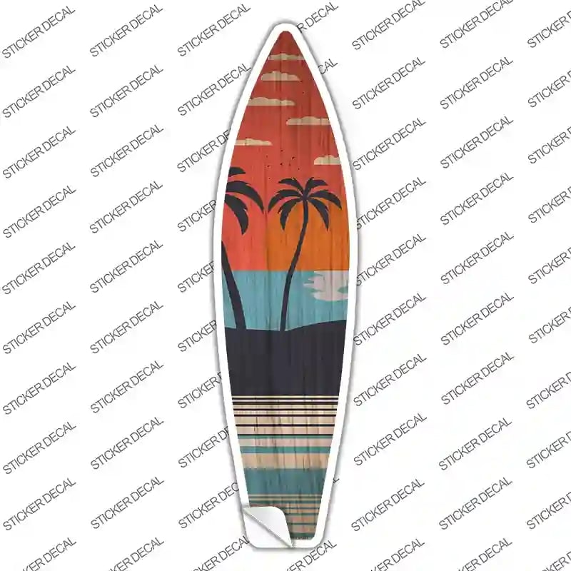 SB-429s-S Twin Palm Trees Sunset Novelty Surfboard Sticker Decal - Small