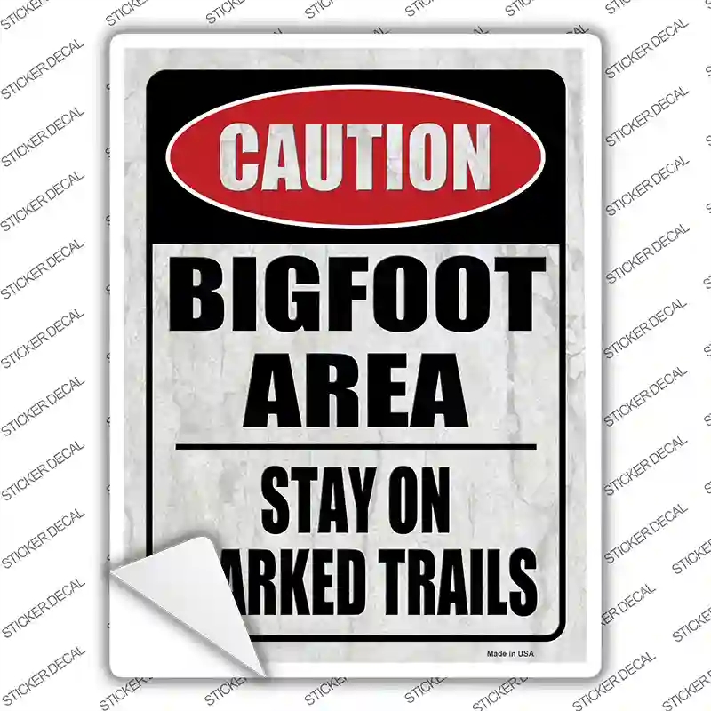 P-4096s-L Caution Bigfoot Area Novelty Rectangle Sticker Decal - Large