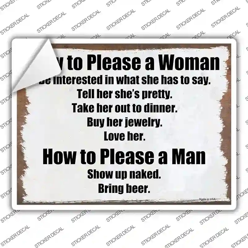 P-4116s-XL How to Please A Woman Novelty Rectangle Sticker Decal - Extra Large
