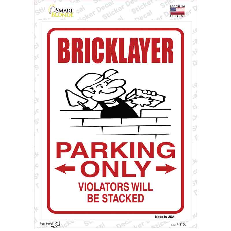 P-810s-M Brick Layer Only Novelty Rectangle Sticker Decal - Medium