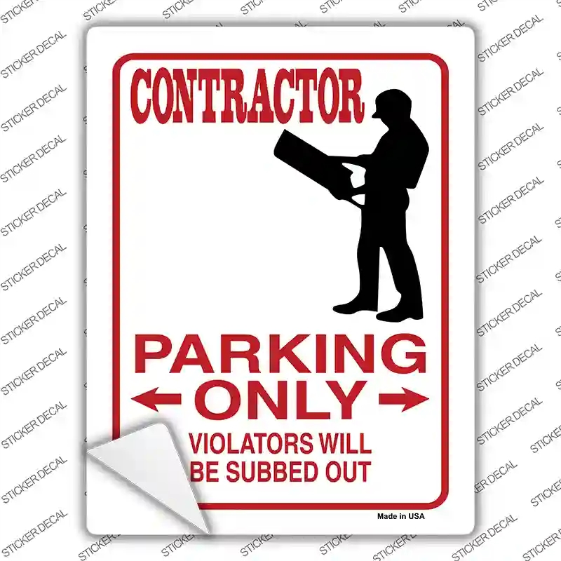 P-812s-S Contractor Only Novelty Rectangle Sticker Decal - Small