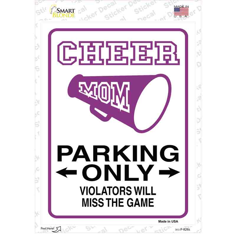 P-826s-M Cheer Mom Only Novelty Rectangle Sticker Decal - Medium