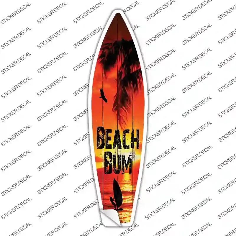 SB-034s-L Beach Bum Sunset Novelty Surfboard Sticker Decal - Large