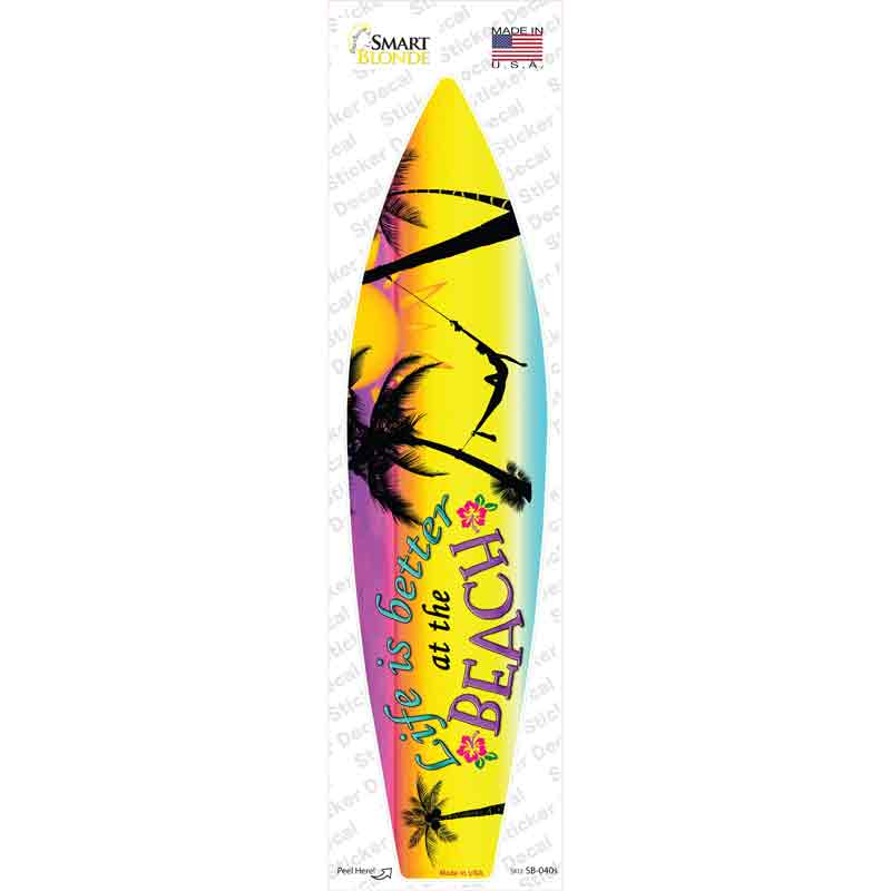 SB-040s-M Life is Better Palm Tree Novelty Surfboard Sticker Decal - Medium