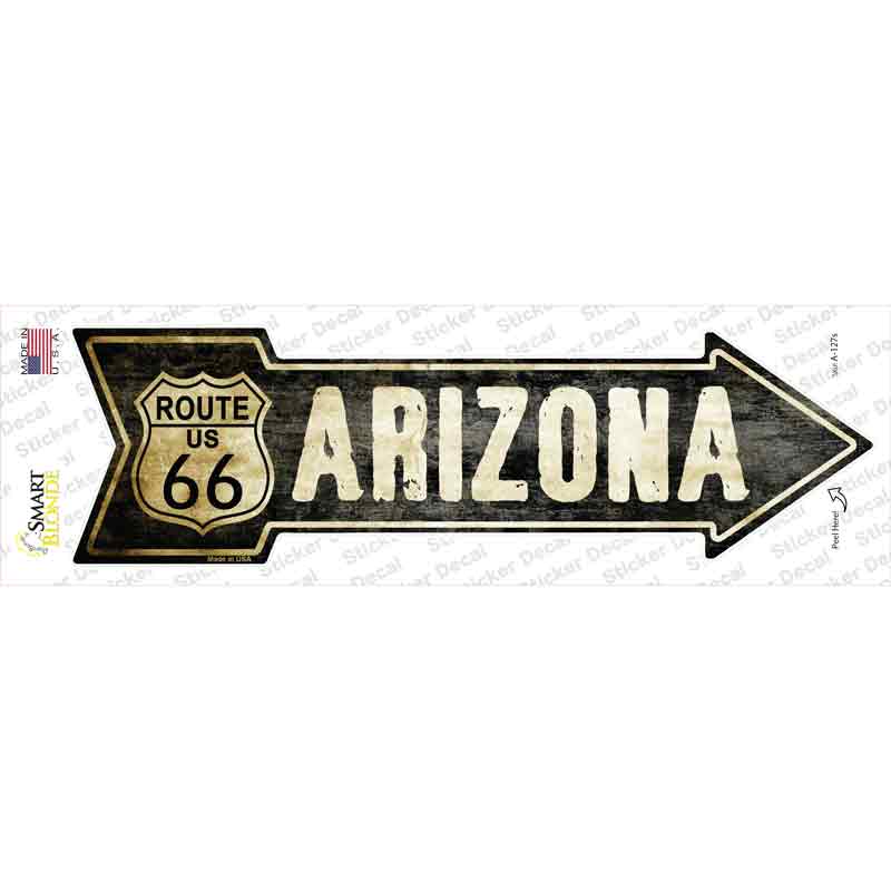 A-127s-M Vintage Route 66 Arizona Novelty Arrow Sticker Decal - Medium