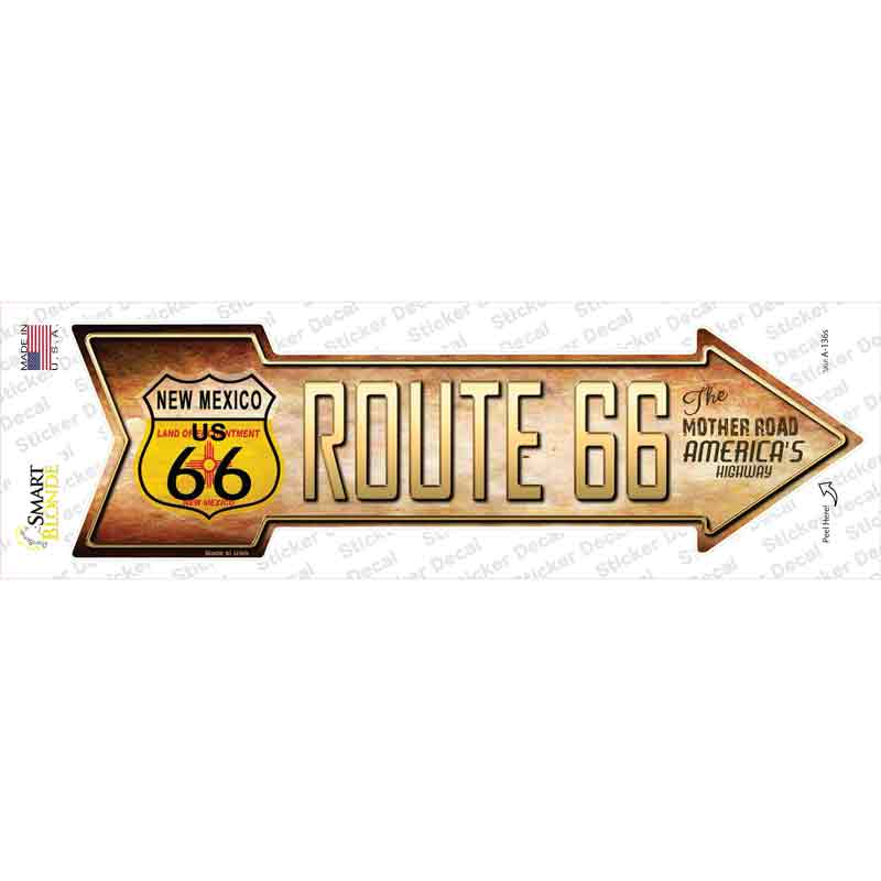 A-136s-M Route 66   Mexico Flag Novelty Arrow Sticker Decal - Medium