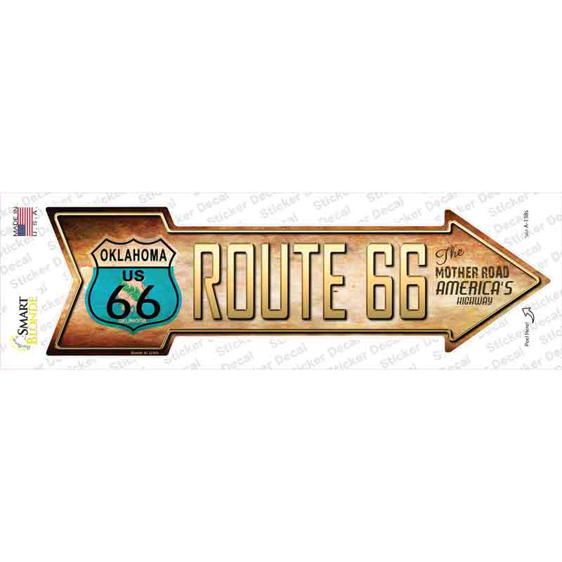 A-138s-M Route 66 Oklahoma Flag Novelty Arrow Sticker Decal - Medium