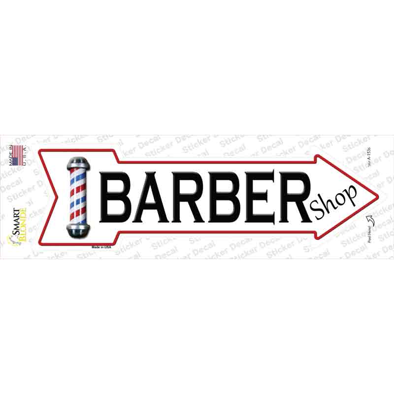 A-153s-M Barber Shop Novelty Arrow Sticker Decal - Medium