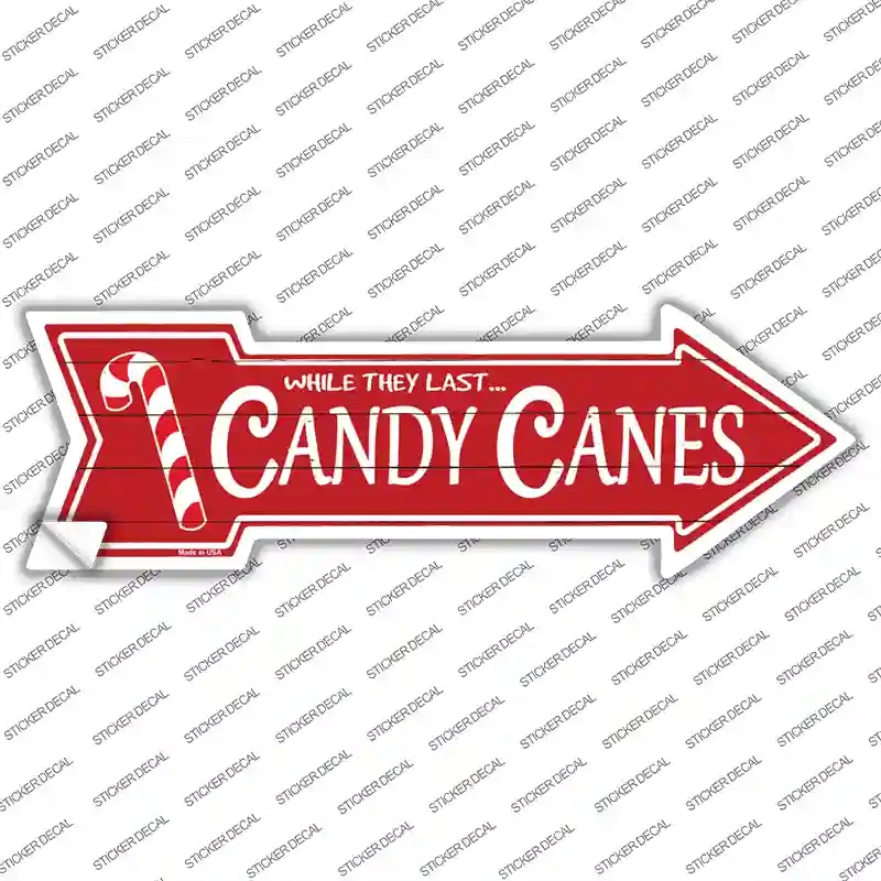 A-160s-S Candy Canes Novelty Arrow Sticker Decal - Small