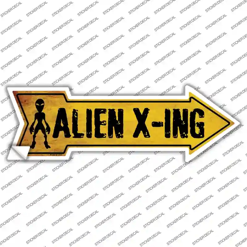 A-189s-L Alien Xing Novelty Arrow Sticker Decal - Large