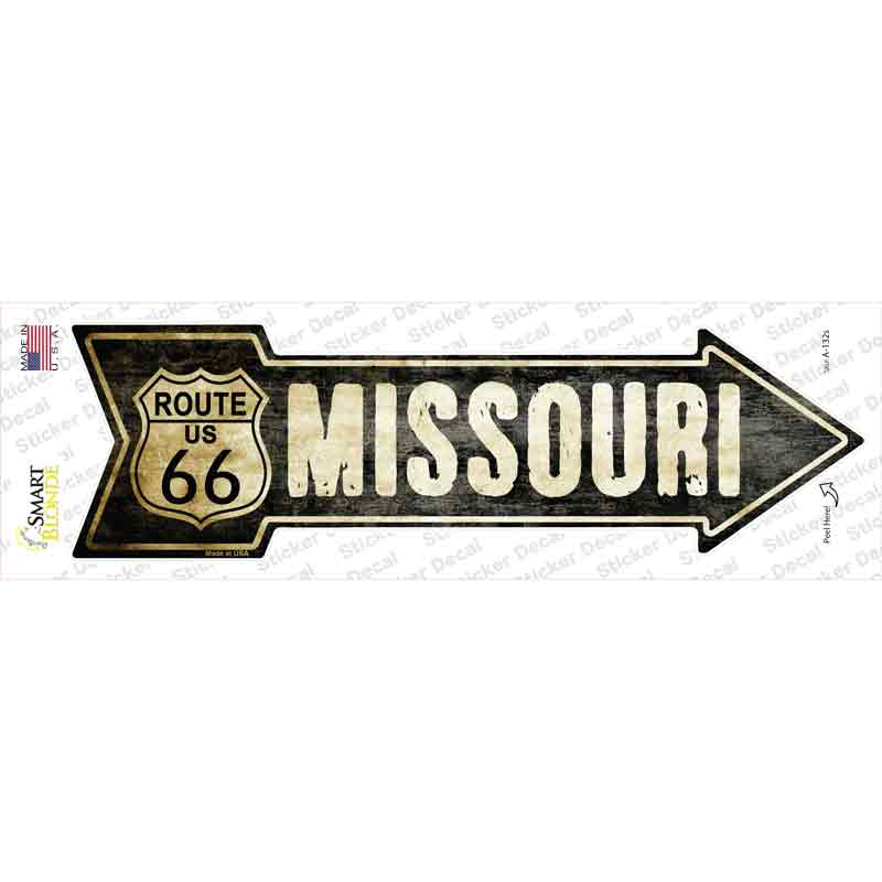 A-132s-M Vintage Route 66 Missouri Novelty Arrow Sticker Decal - Medium