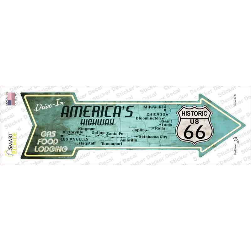 A-123s-M Americas Highway Drive in Novelty Arrow Sticker Decal - Medium