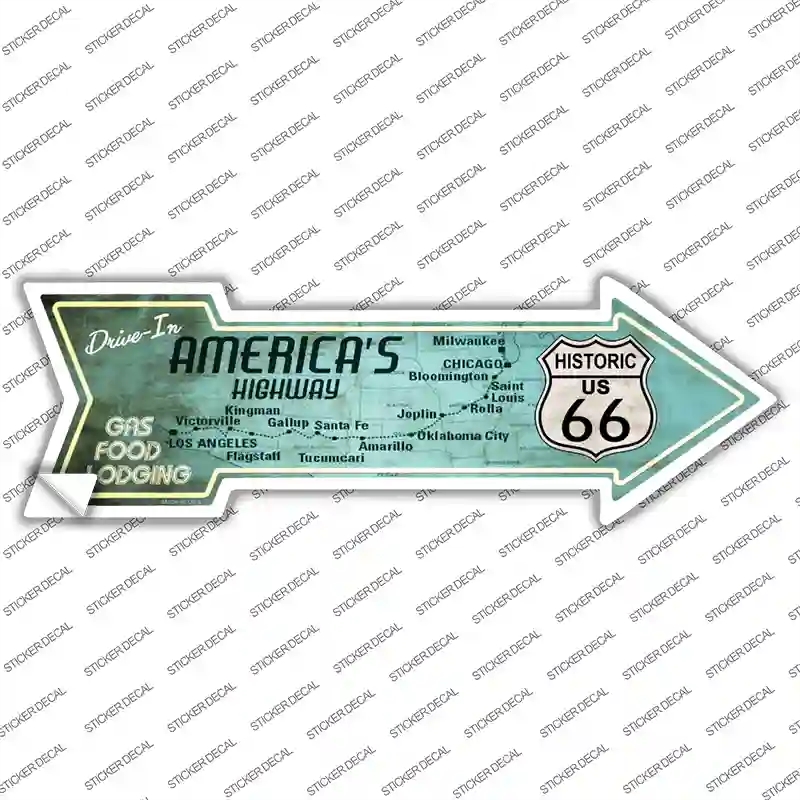 A-123s-S Americas Highway Drive in Novelty Arrow Sticker Decal - Small