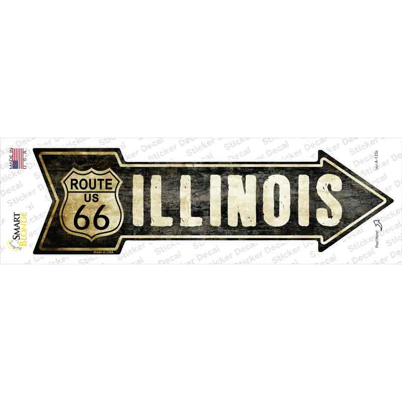 A-133s-M Vintage Route 66 Illinois Novelty Arrow Sticker Decal - Medium