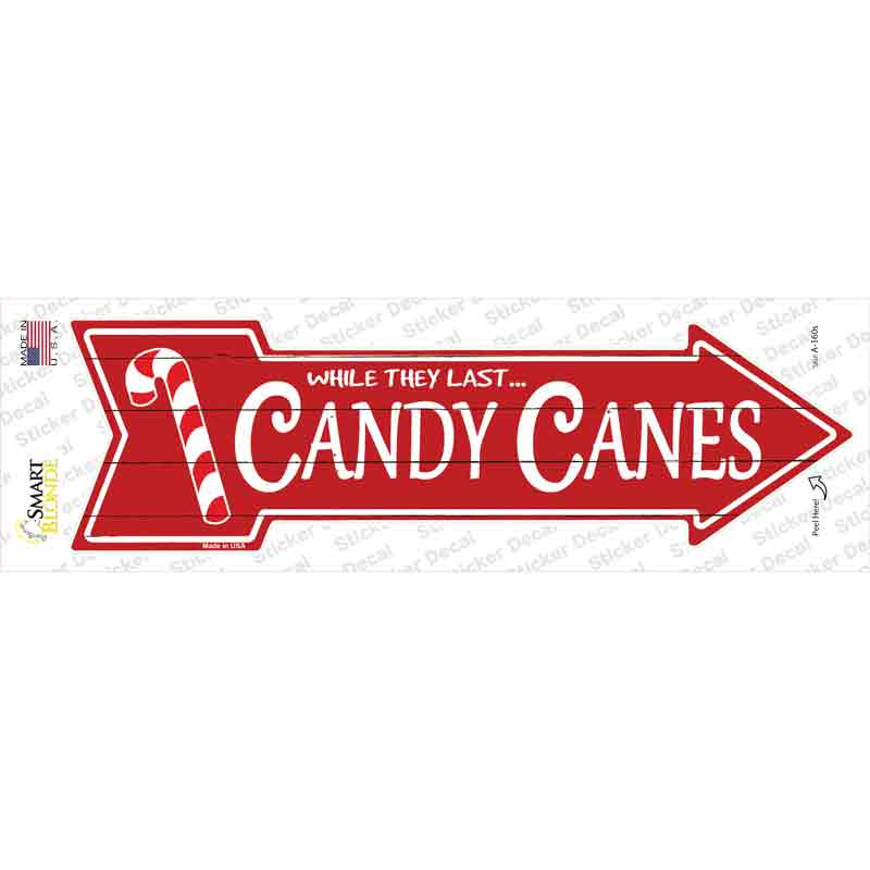 A-160s-M Candy Canes Novelty Arrow Sticker Decal - Medium