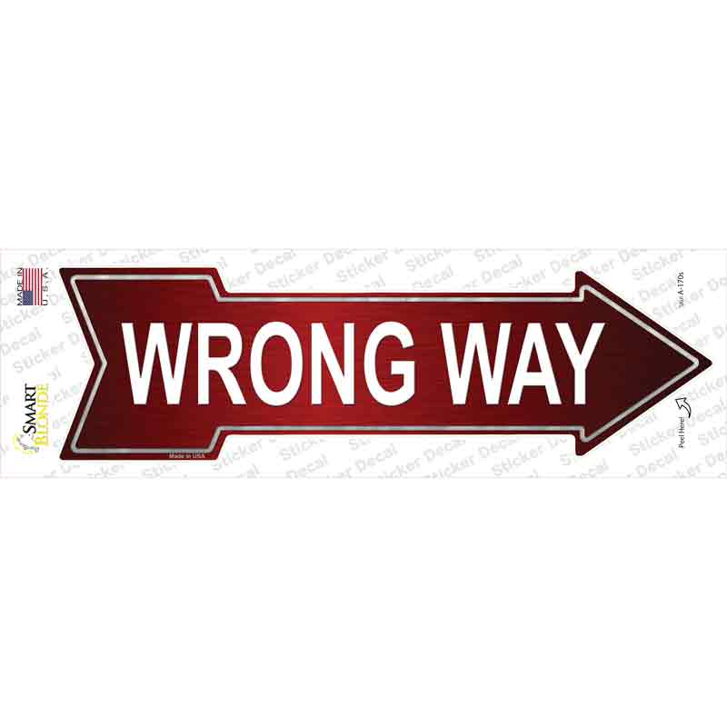 A-170s-M Wrong Way Novelty Arrow Sticker Decal - Medium