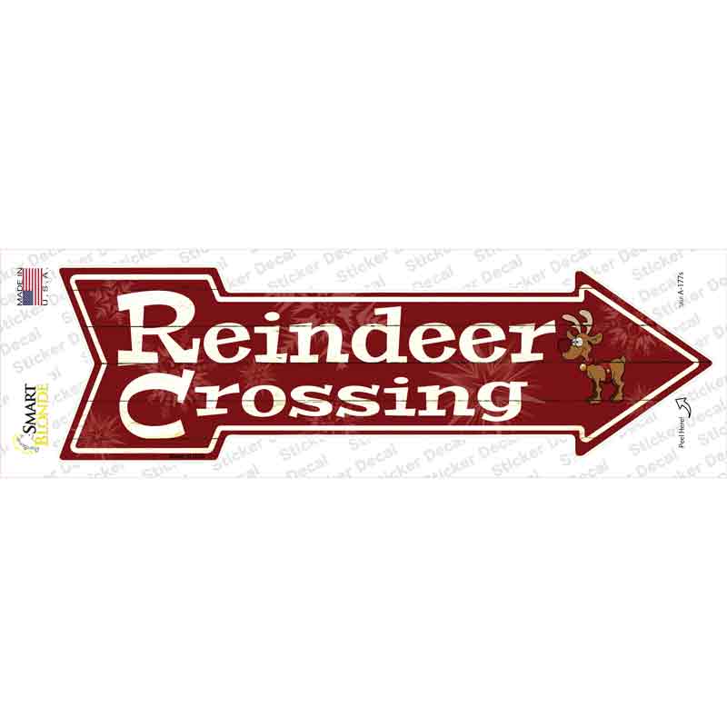 A-177s-M Reindeer Crossing Novelty Arrow Sticker Decal - Medium