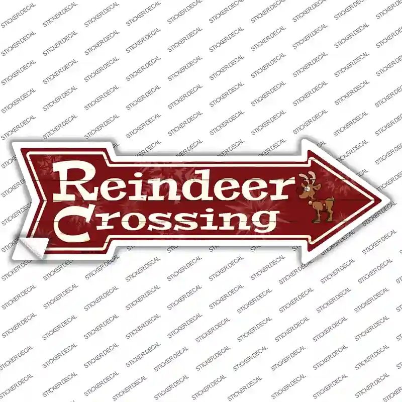 A-177s-S Reindeer Crossing Novelty Arrow Sticker Decal - Small