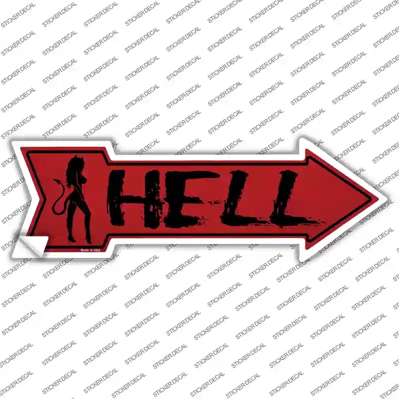 A-186s-S Hell Novelty Arrow Sticker Decal - Small